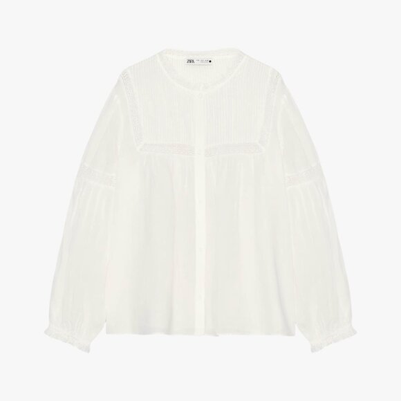 (LIKE NEW!!!) ZARA | 100% RAMIE "ROMANTIC SHIRT" BOHO BLOUSE NATURAL FABRIC - Picture 1 of 6